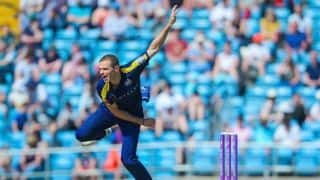 Yorkshire spinner Josh Poysden out for season with fractured skull after being hit by a ball in training